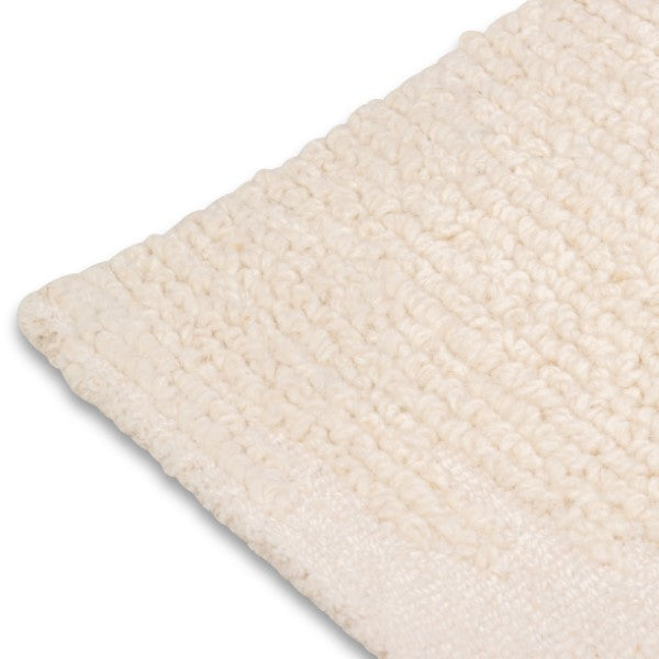 Ivoren wollen vloerkleed met ton-sur-ton strepen – handgemaakt (poolhoogte 1,9 cm)