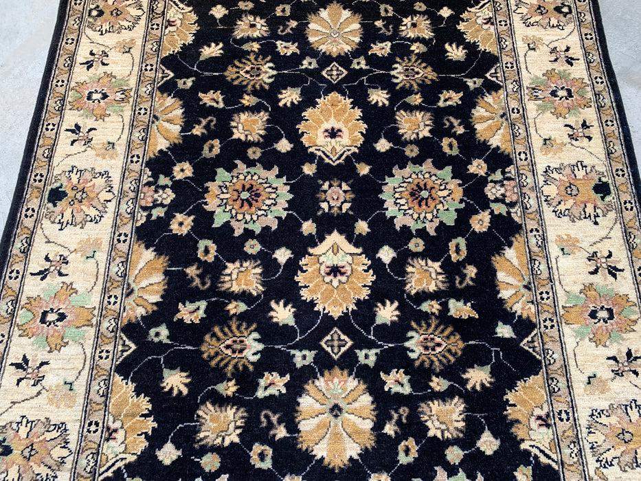 6'2 x 4'9 Hand-Knotted Peshawari Chobi Wool Rug - Black Traditional Floral Area Rug - KBHM-600