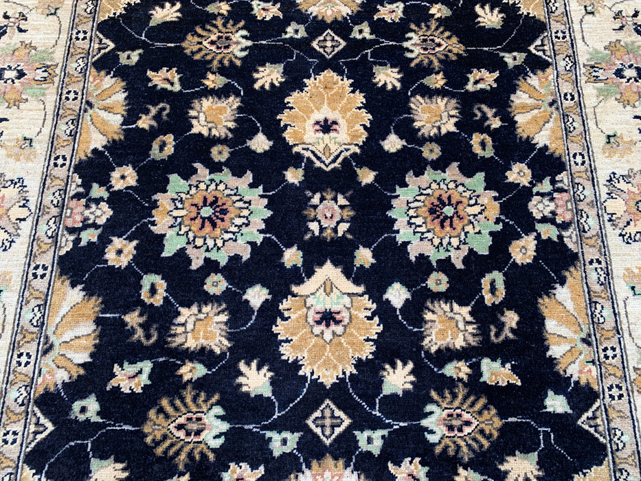 6'2 x 4'9 Hand-Knotted Peshawari Chobi Wool Rug - Black Traditional Floral Area Rug - KBHM-600