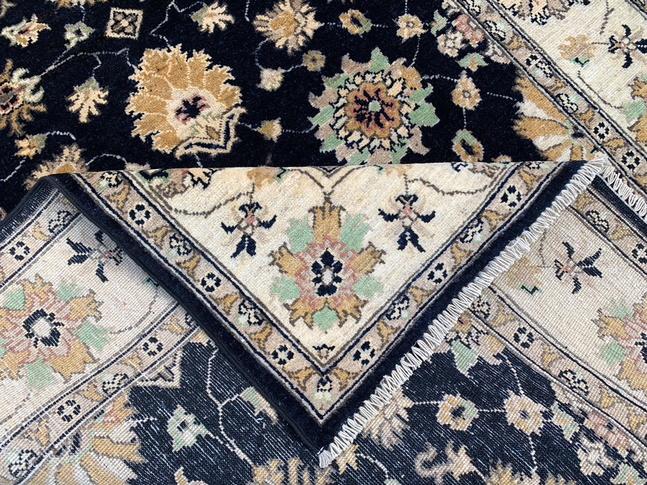 6'2 x 4'9 Hand-Knotted Peshawari Chobi Wool Rug - Black Traditional Floral Area Rug - KBHM-600