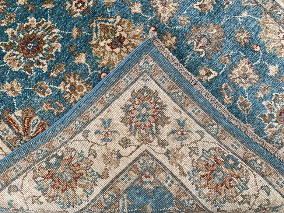 178 x 122 cm handgeknoopt Peshawari Chobi wollen tapijt - Blauw traditioneel bloemrijk vloerkleed - KBHM-601