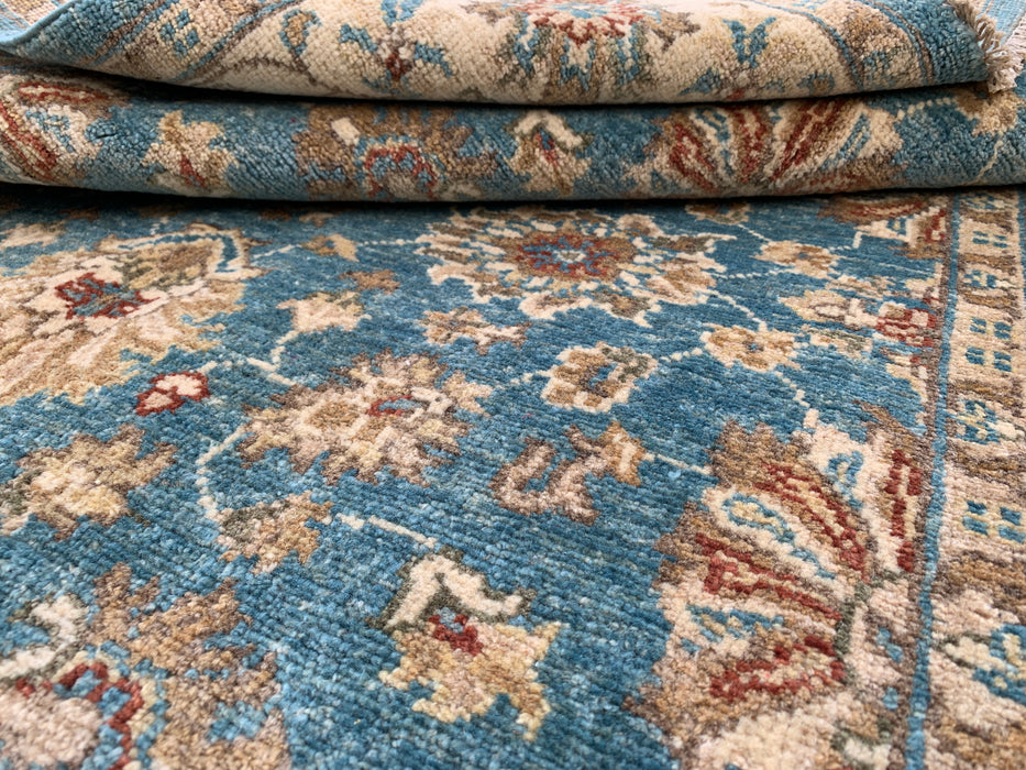 178 x 122 cm handgeknoopt Peshawari Chobi wollen tapijt - Blauw traditioneel bloemrijk vloerkleed - KBHM-601
