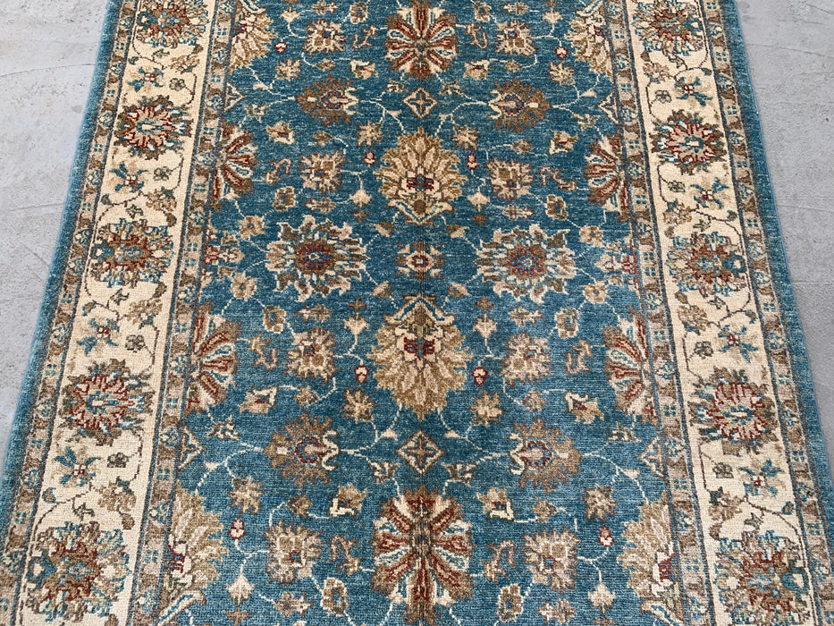 178 x 122 cm handgeknoopt Peshawari Chobi wollen tapijt - Blauw traditioneel bloemrijk vloerkleed - KBHM-601