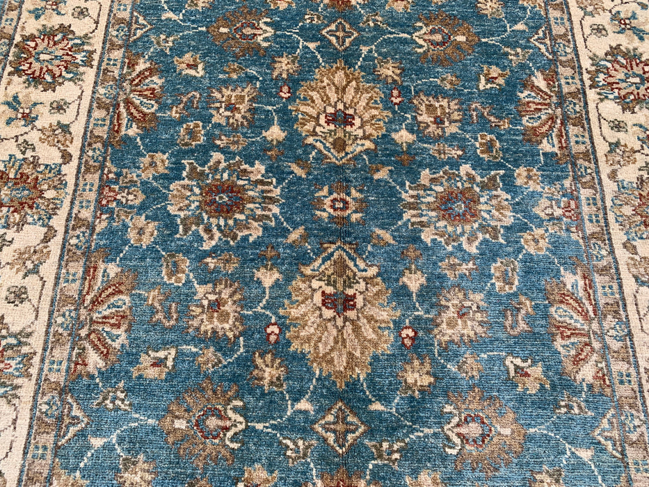 178 x 122 cm handgeknoopt Peshawari Chobi wollen tapijt - Blauw traditioneel bloemrijk vloerkleed - KBHM-601