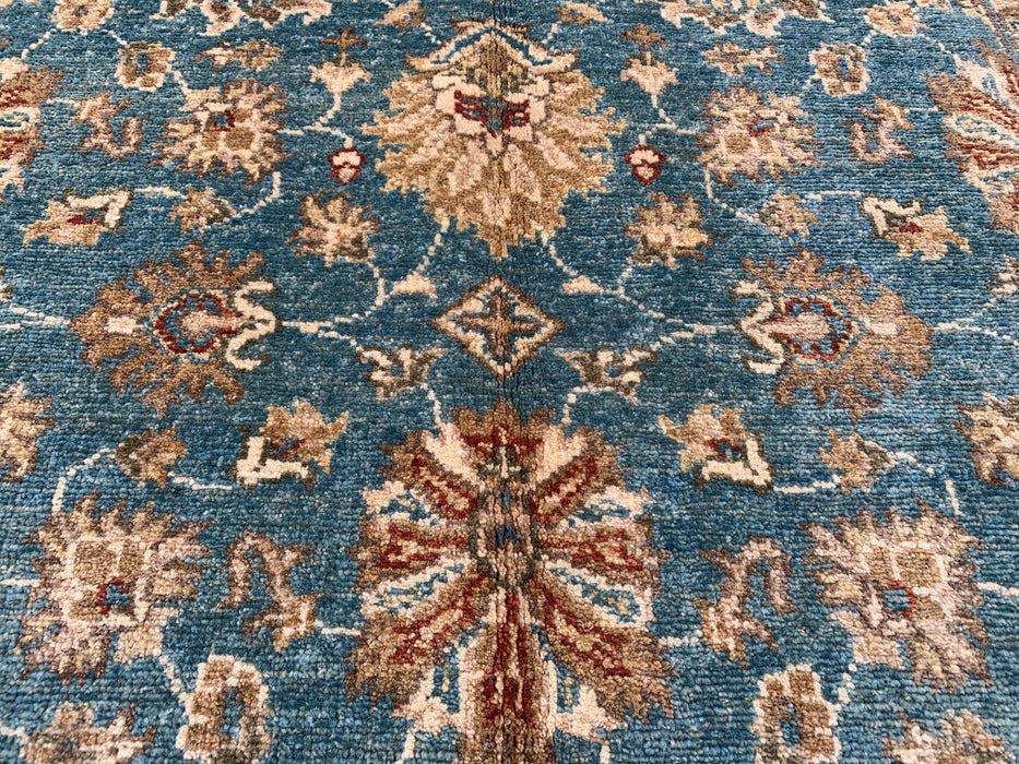 178 x 122 cm handgeknoopt Peshawari Chobi wollen tapijt - Blauw traditioneel bloemrijk vloerkleed - KBHM-601