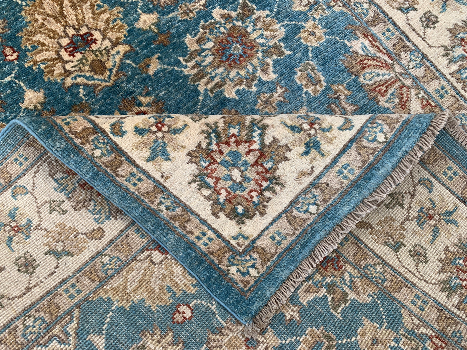178 x 122 cm handgeknoopt Peshawari Chobi wollen tapijt - Blauw traditioneel bloemrijk vloerkleed - KBHM-601