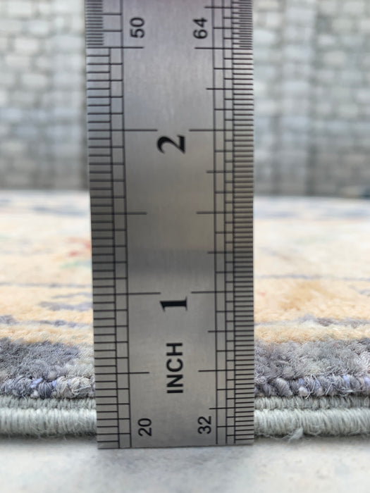 6'8 x 5'0 handgeknoopt Peshawari Chobi wollen tapijt - Grijs traditioneel bloemenkleed - KBHM-602