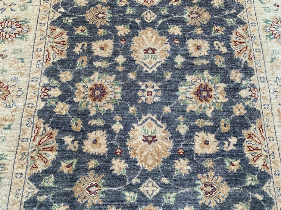 6'8 x 5'0 handgeknoopt Peshawari Chobi wollen tapijt - Grijs traditioneel bloemenkleed - KBHM-602