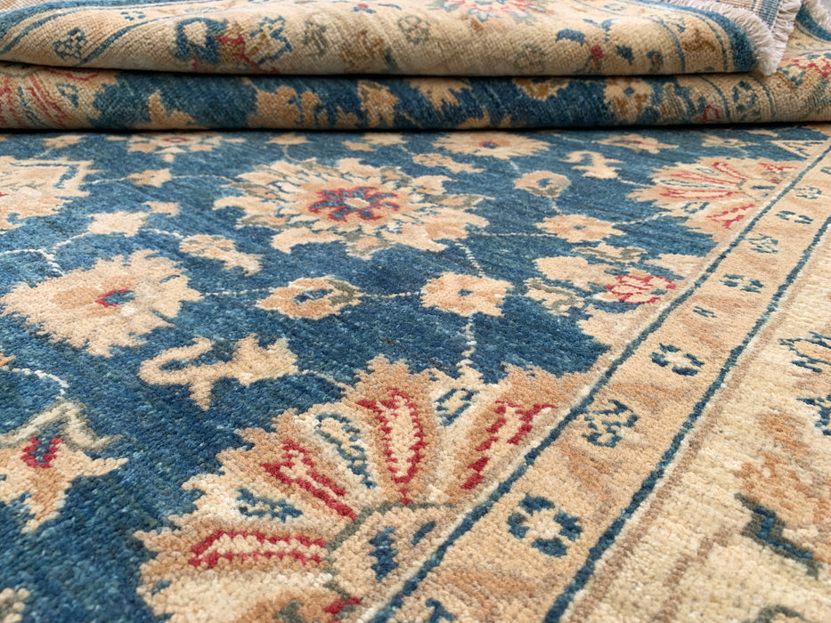6'6 x 5'0 Hand-Knotted Peshawari Chobi Wool Rug - Blue Traditional Floral Area Rug - KBHM-603