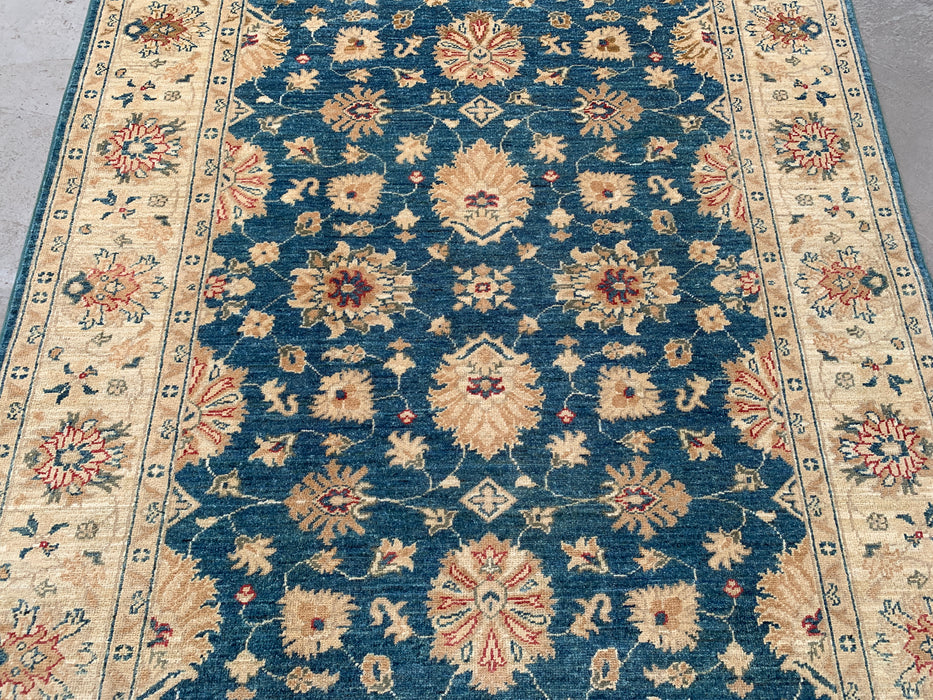 6'6 x 5'0 Hand-Knotted Peshawari Chobi Wool Rug - Blue Traditional Floral Area Rug - KBHM-603