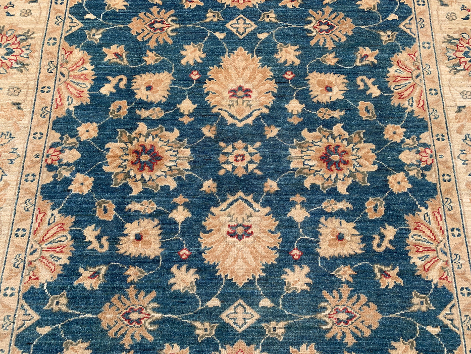 6'6 x 5'0 Hand-Knotted Peshawari Chobi Wool Rug - Blue Traditional Floral Area Rug - KBHM-603
