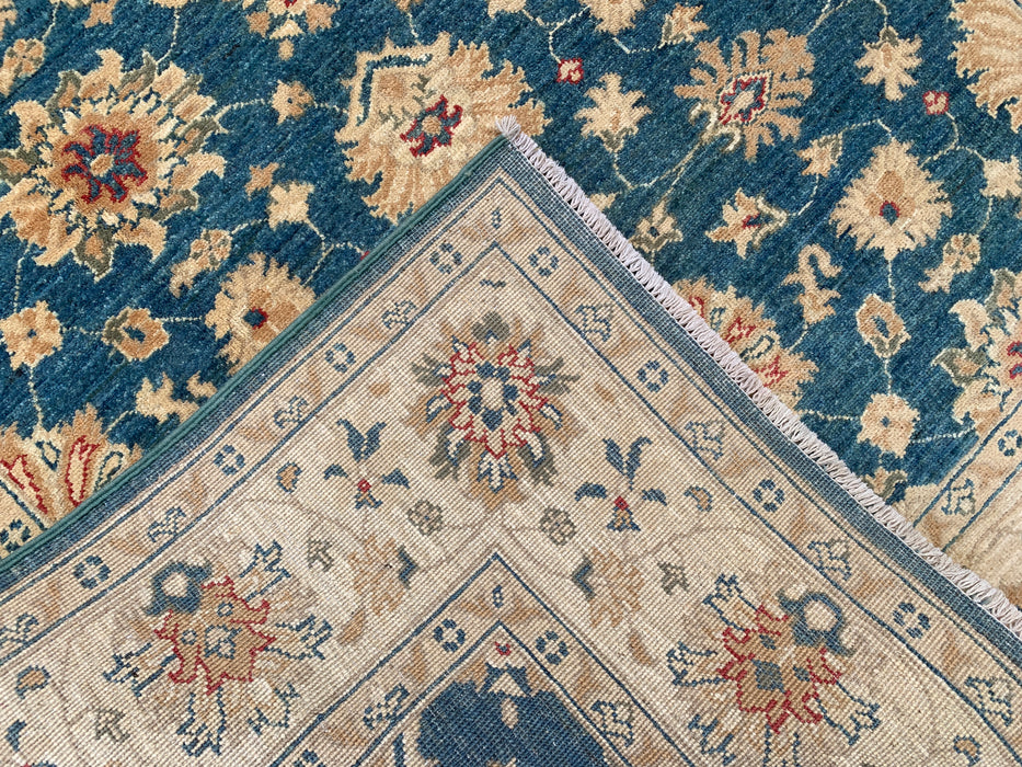 6'6 x 5'0 Hand-Knotted Peshawari Chobi Wool Rug - Blue Traditional Floral Area Rug - KBHM-603