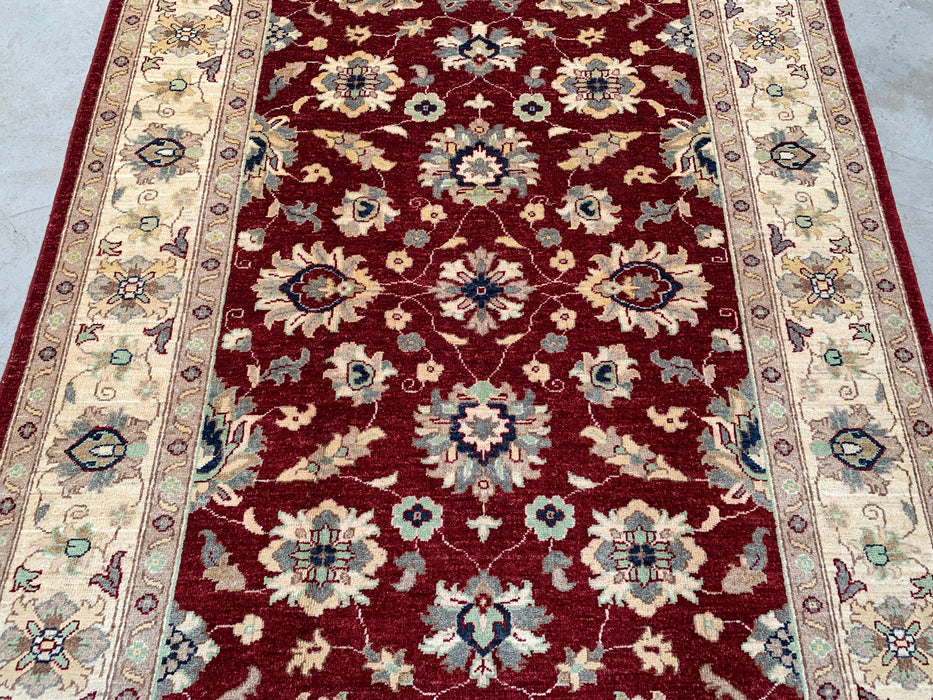 6'8 x 5'0 Handgeknoopt Peshawari Chobi wollen tapijt - Rood traditioneel bloemenkleed - KBHM-604