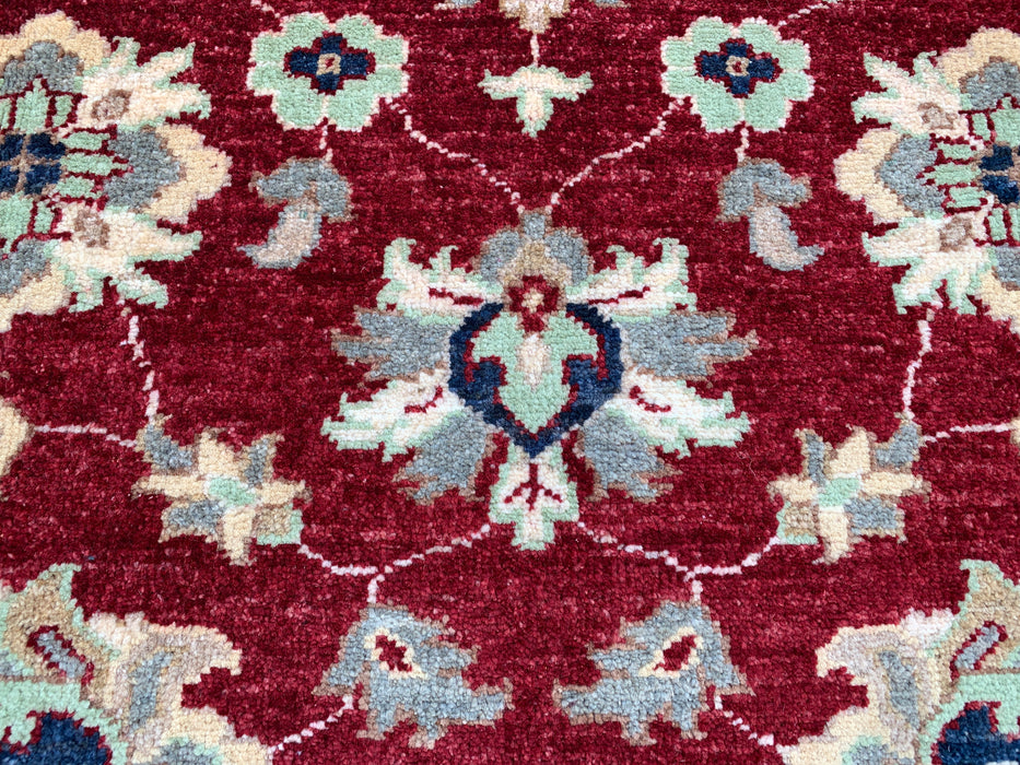6'8 x 5'0 Handgeknoopt Peshawari Chobi wollen tapijt - Rood traditioneel bloemenkleed - KBHM-604