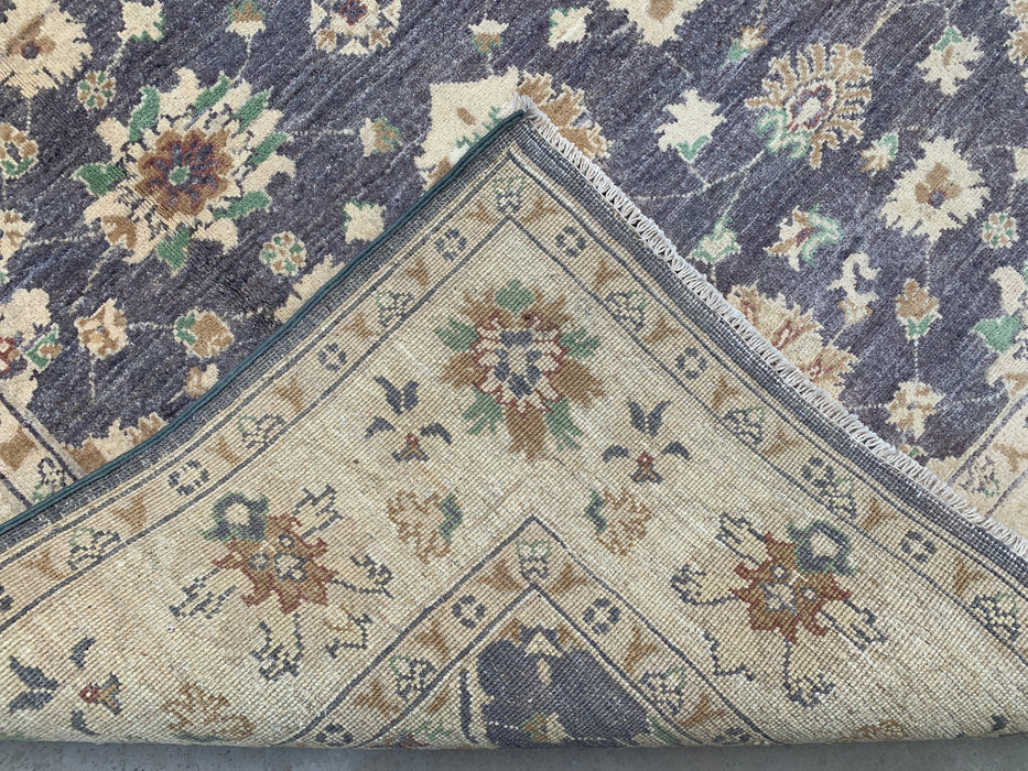 195 x 157 cm handgeknoopt Peshawari Chobi wollen tapijt - Grijs traditioneel bloemenkleed - KBHM-606