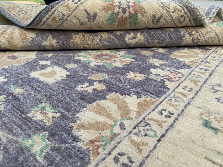 195 x 157 cm handgeknoopt Peshawari Chobi wollen tapijt - Grijs traditioneel bloemenkleed - KBHM-606