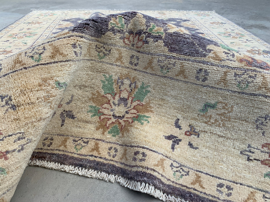 195 x 157 cm handgeknoopt Peshawari Chobi wollen tapijt - Grijs traditioneel bloemenkleed - KBHM-606