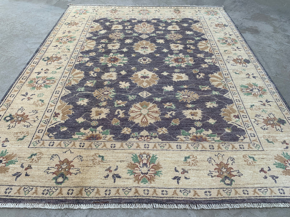 195 x 157 cm handgeknoopt Peshawari Chobi wollen tapijt - Grijs traditioneel bloemenkleed - KBHM-606