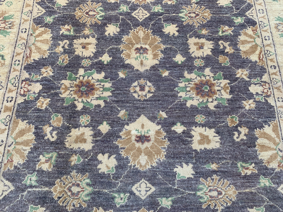 195 x 157 cm handgeknoopt Peshawari Chobi wollen tapijt - Grijs traditioneel bloemenkleed - KBHM-606