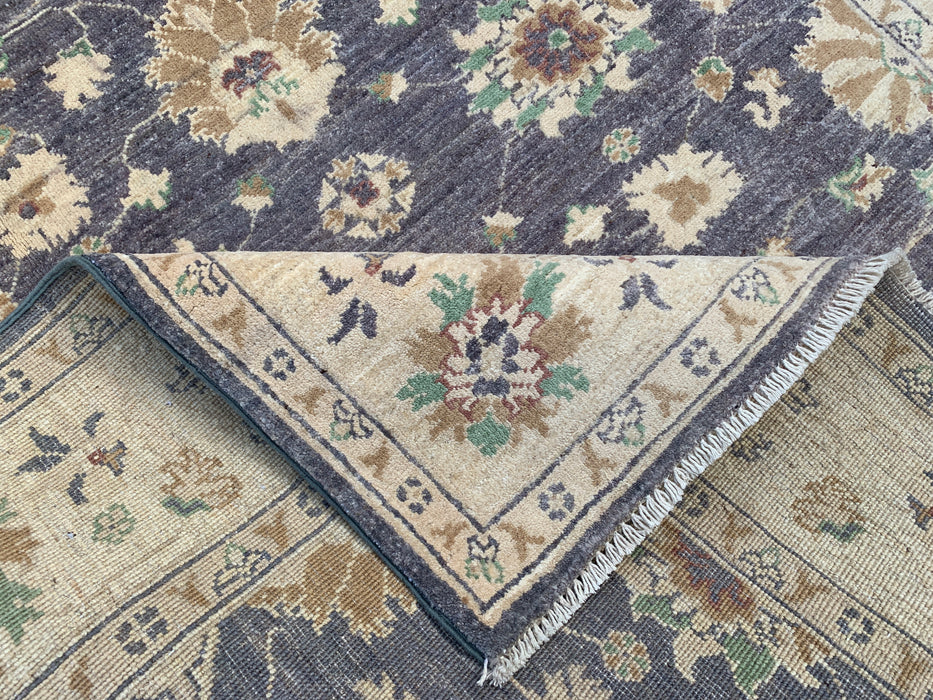 195 x 157 cm handgeknoopt Peshawari Chobi wollen tapijt - Grijs traditioneel bloemenkleed - KBHM-606