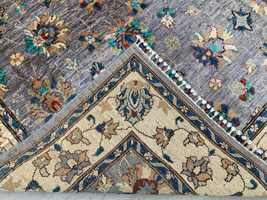 6'7 x 5'0 Handgeknoopt Peshawari Chobi wollen vloerkleed - Paarsgrijs traditioneel bloemen vloerkleed - KBHM-607