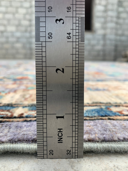 6'7 x 5'0 Handgeknoopt Peshawari Chobi wollen vloerkleed - Paarsgrijs traditioneel bloemen vloerkleed - KBHM-607