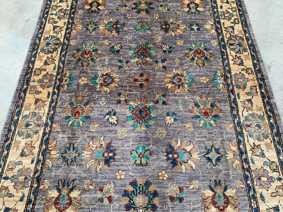 6'7 x 5'0 Handgeknoopt Peshawari Chobi wollen vloerkleed - Paarsgrijs traditioneel bloemen vloerkleed - KBHM-607