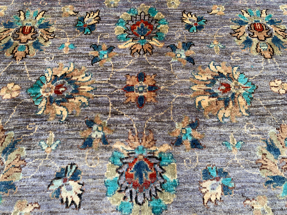 6'7 x 5'0 Handgeknoopt Peshawari Chobi wollen vloerkleed - Paarsgrijs traditioneel bloemen vloerkleed - KBHM-607