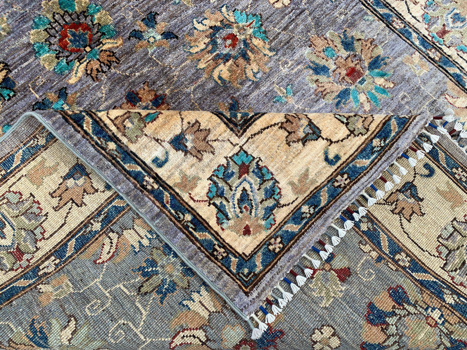 6'7 x 5'0 Handgeknoopt Peshawari Chobi wollen vloerkleed - Paarsgrijs traditioneel bloemen vloerkleed - KBHM-607