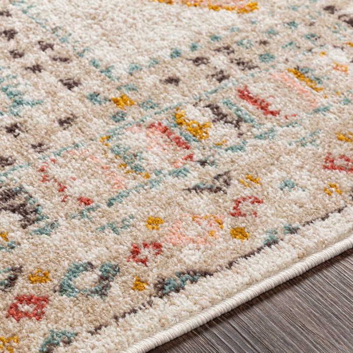 Ankara Machinaal Geweven Vloerkleed — Ivoor / Roze Salie Multi | AKR-2336