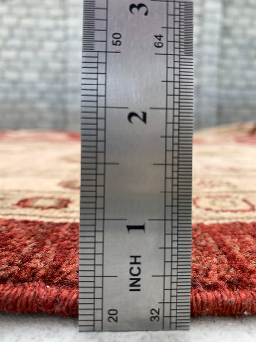 12'0 x 9'6 handgeknoopt Peshawari Chobi wollen tapijt - Rood traditioneel bloemrijk karpet - KBHM-611
