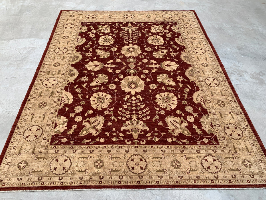 12'0 x 9'6 handgeknoopt Peshawari Chobi wollen tapijt - Rood traditioneel bloemrijk karpet - KBHM-611