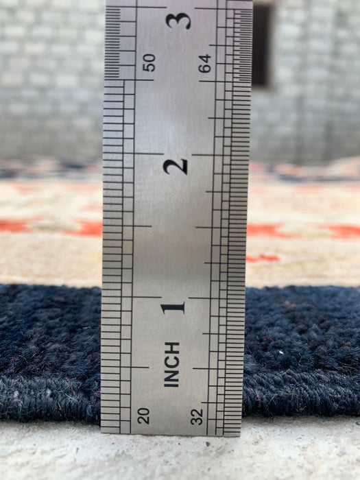 13'0 x 9'10 handgeknoopt Peshawari Chobi wollen tapijt - Zwart traditioneel bloemmotief vloerkleed - KBHM-612