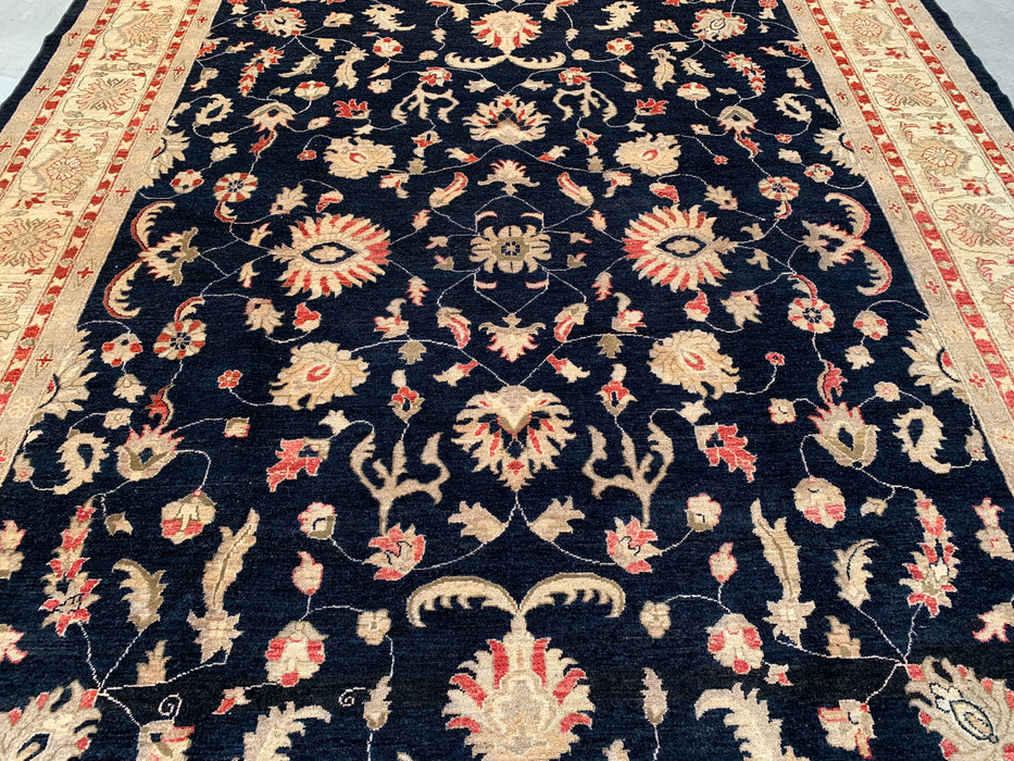 13'0 x 9'10 handgeknoopt Peshawari Chobi wollen tapijt - Zwart traditioneel bloemmotief vloerkleed - KBHM-612