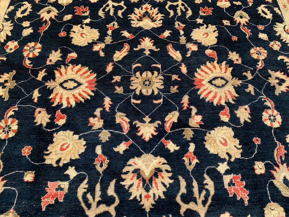 13'0 x 9'10 handgeknoopt Peshawari Chobi wollen tapijt - Zwart traditioneel bloemmotief vloerkleed - KBHM-612
