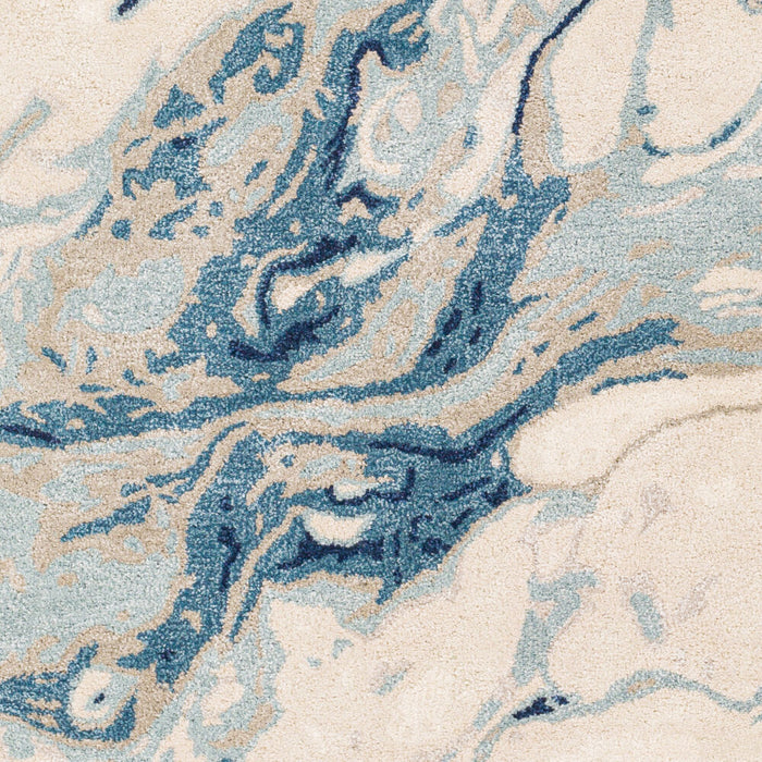 Kavita Handgemaakt Vloerkleed — Marineblauw / Lichtbeige | KVT-2315