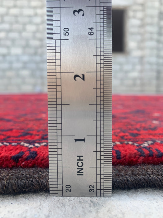Handmade Persian Wool Area Rug 7x10 - Red Tribal Geometric Chobi Style Rug - Exact Size 9'4" x 6'5" - KBHM-616
