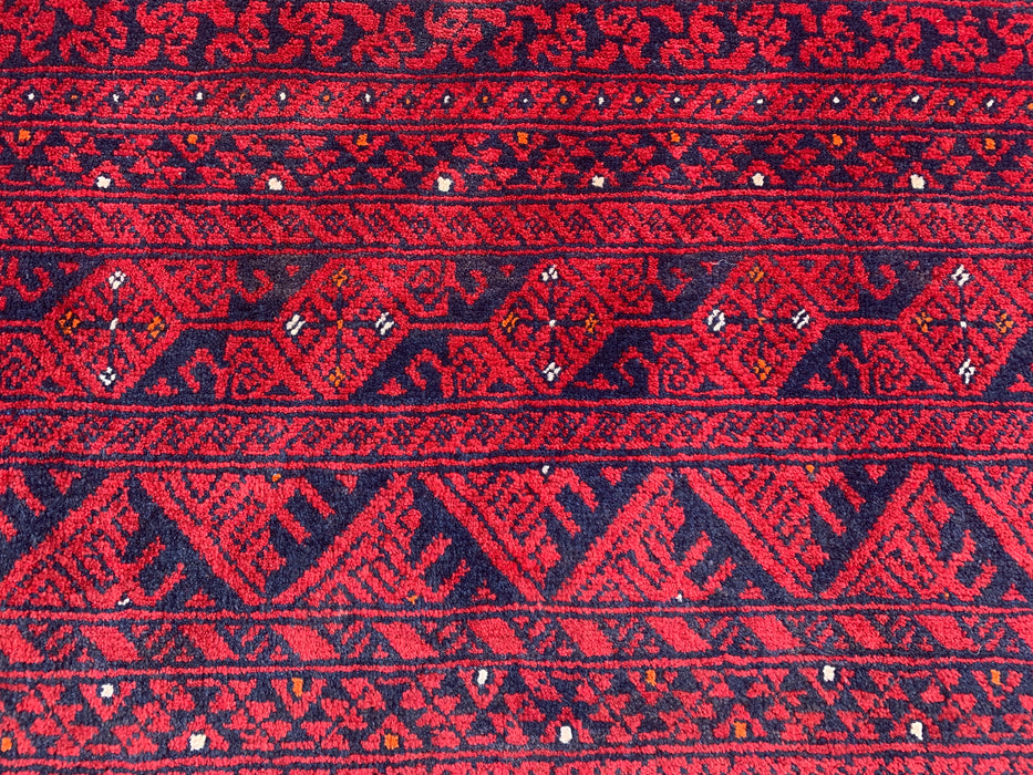 Handmade Persian Wool Area Rug 7x10 - Red Tribal Geometric Chobi Style Rug - Exact Size 9'4" x 6'5" - KBHM-616
