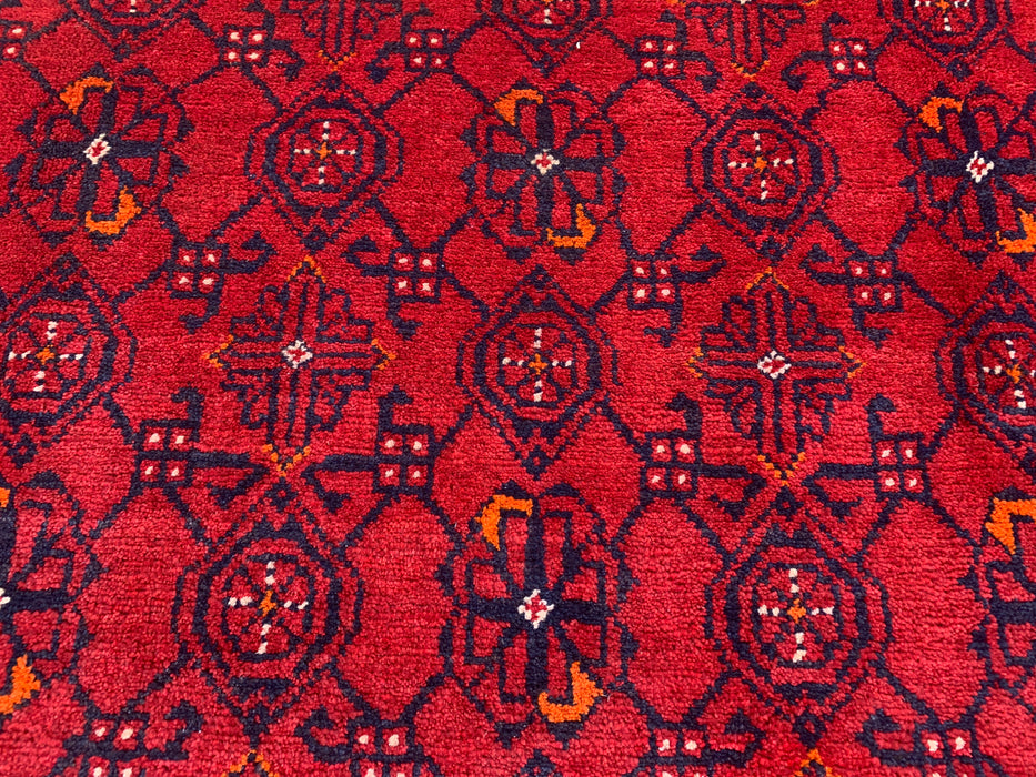 Handmade Persian Wool Area Rug 7x10 - Red Tribal Geometric Chobi Style Rug - Exact Size 9'4" x 6'5" - KBHM-616