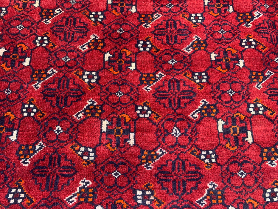 Handgemaakt Perzisch wollen vloerkleed 7x10 - Rood tribaal geometrisch Chobi-stijl kleed - Exacte maat 9'8" x 6'8" - KBHM-617