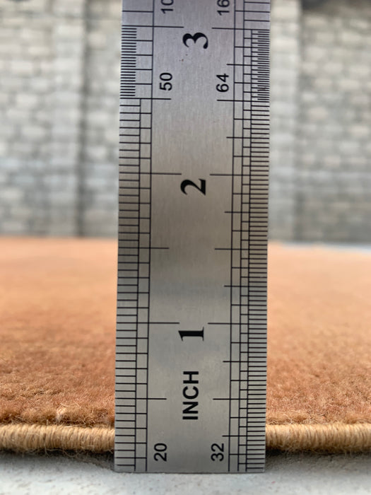 Handgemaakt Perzisch wollen vloerkleed 7x10 - Effen bruin minimalistisch Chobi-stijl vloerkleed - Exacte afmeting 9'4" x 6'7" - KBHM-619
