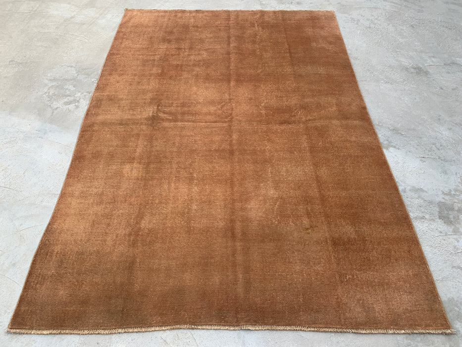 Handgemaakt Perzisch wollen vloerkleed 7x10 - Effen bruin minimalistisch Chobi-stijl vloerkleed - Exacte afmeting 9'4" x 6'7" - KBHM-619