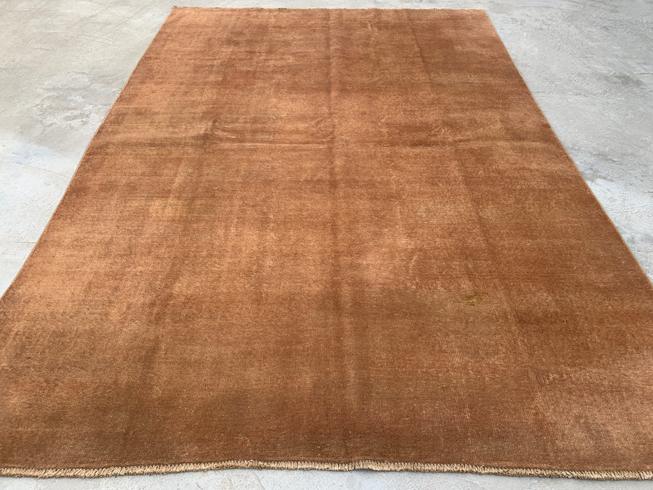 Handgemaakt Perzisch wollen vloerkleed 7x10 - Effen bruin minimalistisch Chobi-stijl vloerkleed - Exacte afmeting 9'4" x 6'7" - KBHM-619