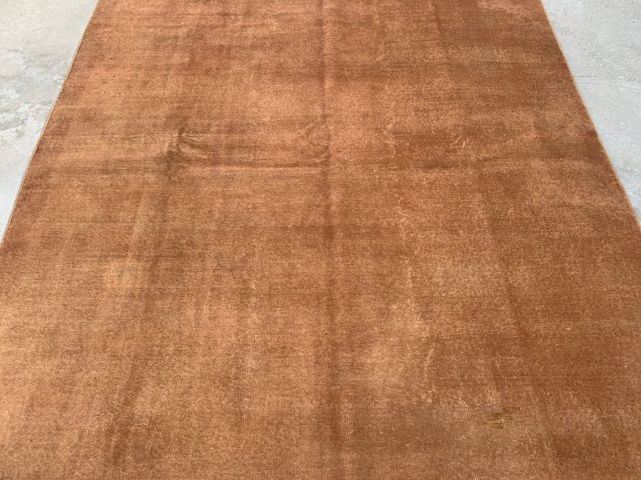 Handgemaakt Perzisch wollen vloerkleed 7x10 - Effen bruin minimalistisch Chobi-stijl vloerkleed - Exacte afmeting 9'4" x 6'7" - KBHM-619