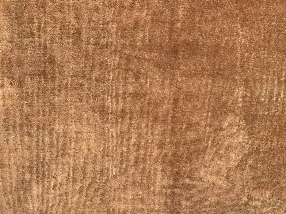 Handgemaakt Perzisch wollen vloerkleed 7x10 - Effen bruin minimalistisch Chobi-stijl vloerkleed - Exacte afmeting 9'4" x 6'7" - KBHM-619