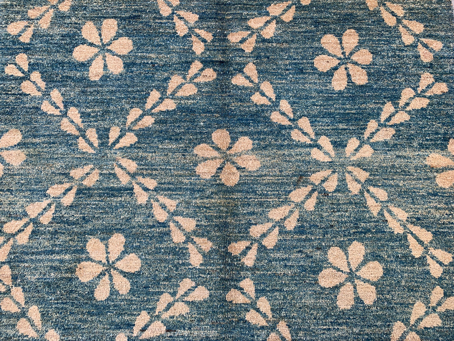 173 x 107 cm handgeknoopt Peshawari Chobi wollen tapijt - Thelgroen beige geometrisch bloemig vloerkleed - KBHM-621