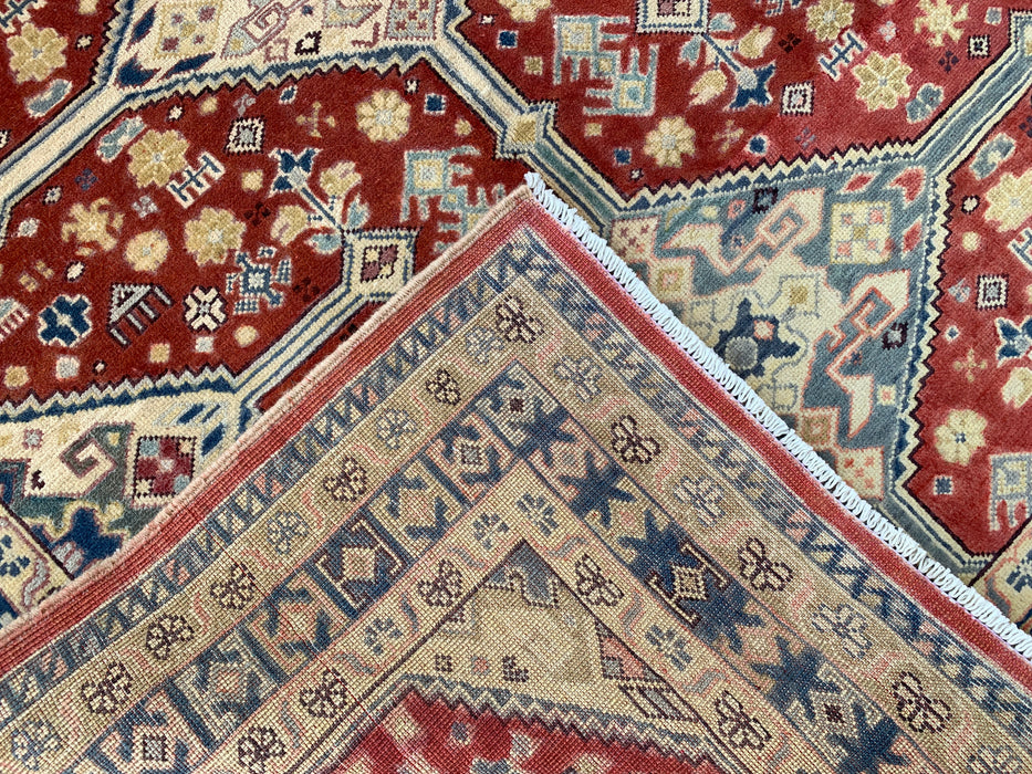 6'8 x 4'11 Hand-Knotted Peshawari Chobi Wool Rug - Red Tribal Geometric Area Rug - KBHM-623