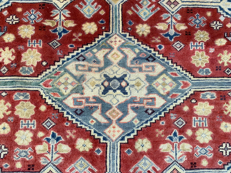 6'8 x 4'11 Hand-Knotted Peshawari Chobi Wool Rug - Red Tribal Geometric Area Rug - KBHM-623
