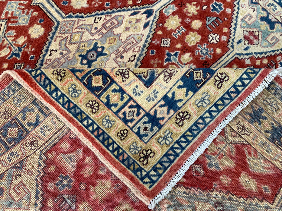 6'8 x 4'11 Hand-Knotted Peshawari Chobi Wool Rug - Red Tribal Geometric Area Rug - KBHM-623