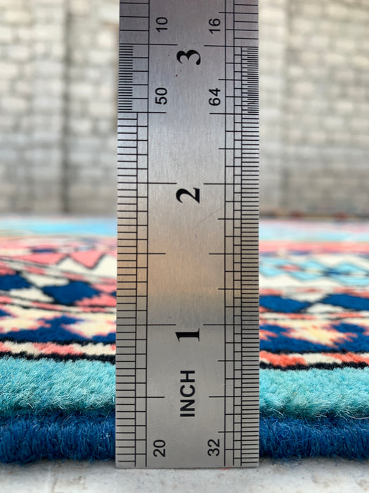 193 x 152 cm handgeknoopt Peshawari Chobi wollen tapijt - Turquoise geometrisch tribaal vloerkleed - KBHM-624